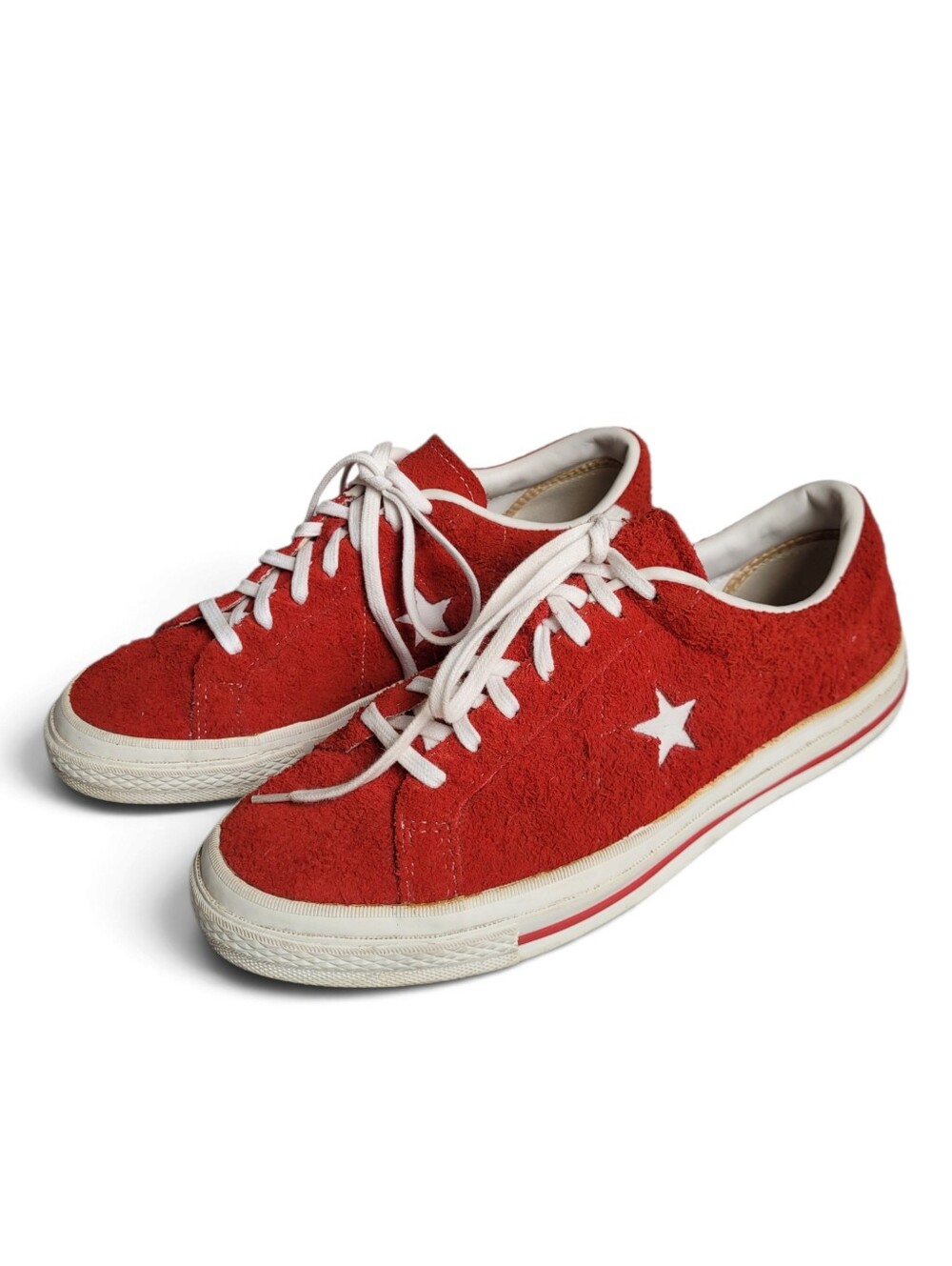 Converse One Star Ox Red Shaggy Suede Low Top Sneakers Y2K Skater Grunge 8.5